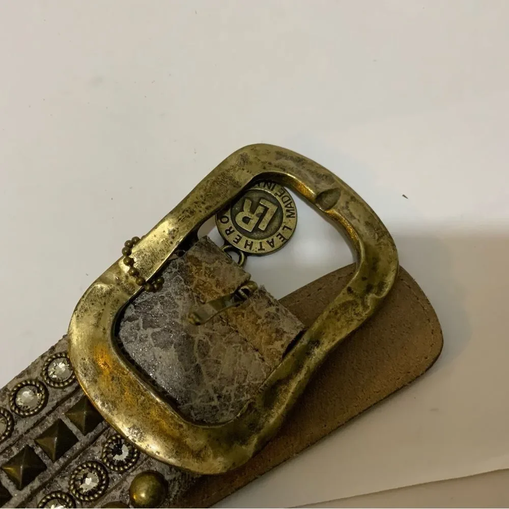 LeatherRock Stone and studded leather belt size M